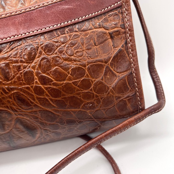 BRAHMIN Vintage Alligator Crossbody Bag Womens Brown Leather Embossed Crocodile - Picture 5 of 16